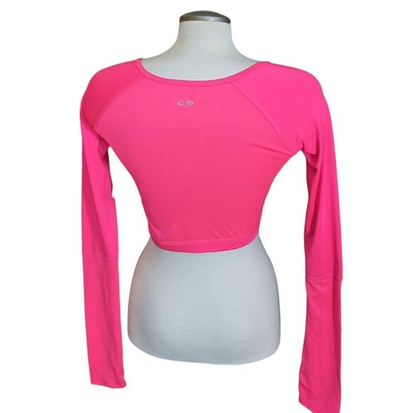 Champion NEW Cropped Top Girls XL 14 Hot Pink Faux Wrap Surplice Long Sleeve - Picture 4 of 9